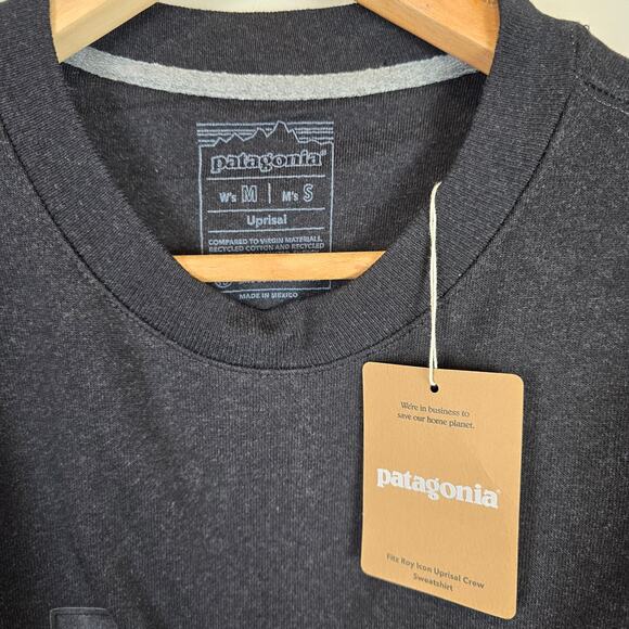 Patagonia Fitz Roy Icon Uprisal Crew Sweatshirt Unisex Sz Womens M/Mens S Black - Picture 3 of 4